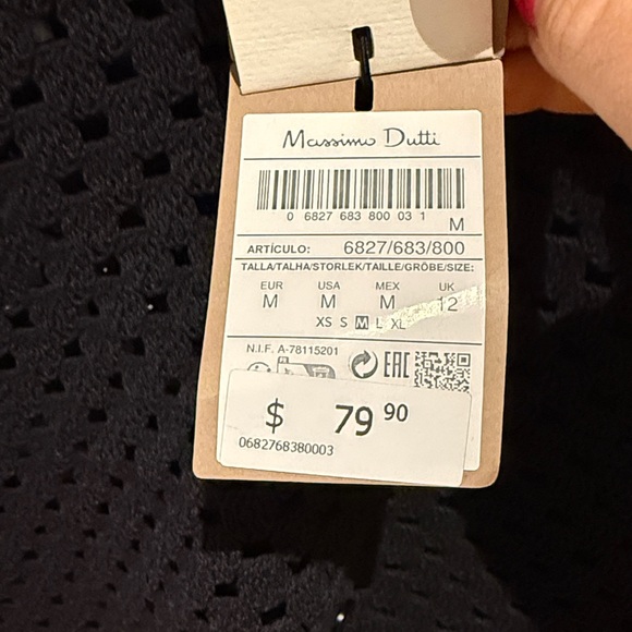 Massimo Dutti Black Crochet Women's Cardigan Vest - Picture 7 of 7